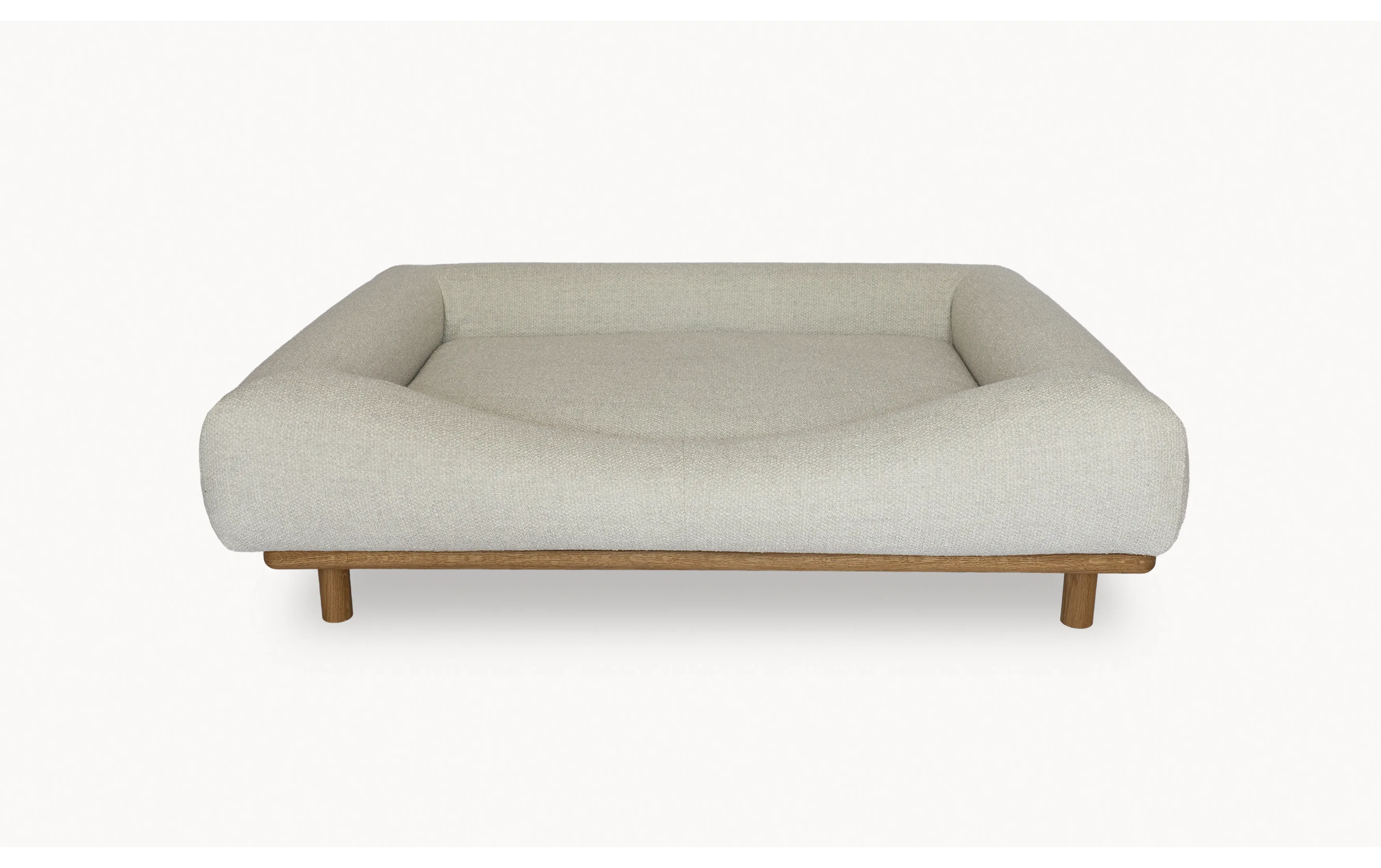 CONRAD Bed with frame - Large   Oiled oak / Bouclé / White poodle Amouri