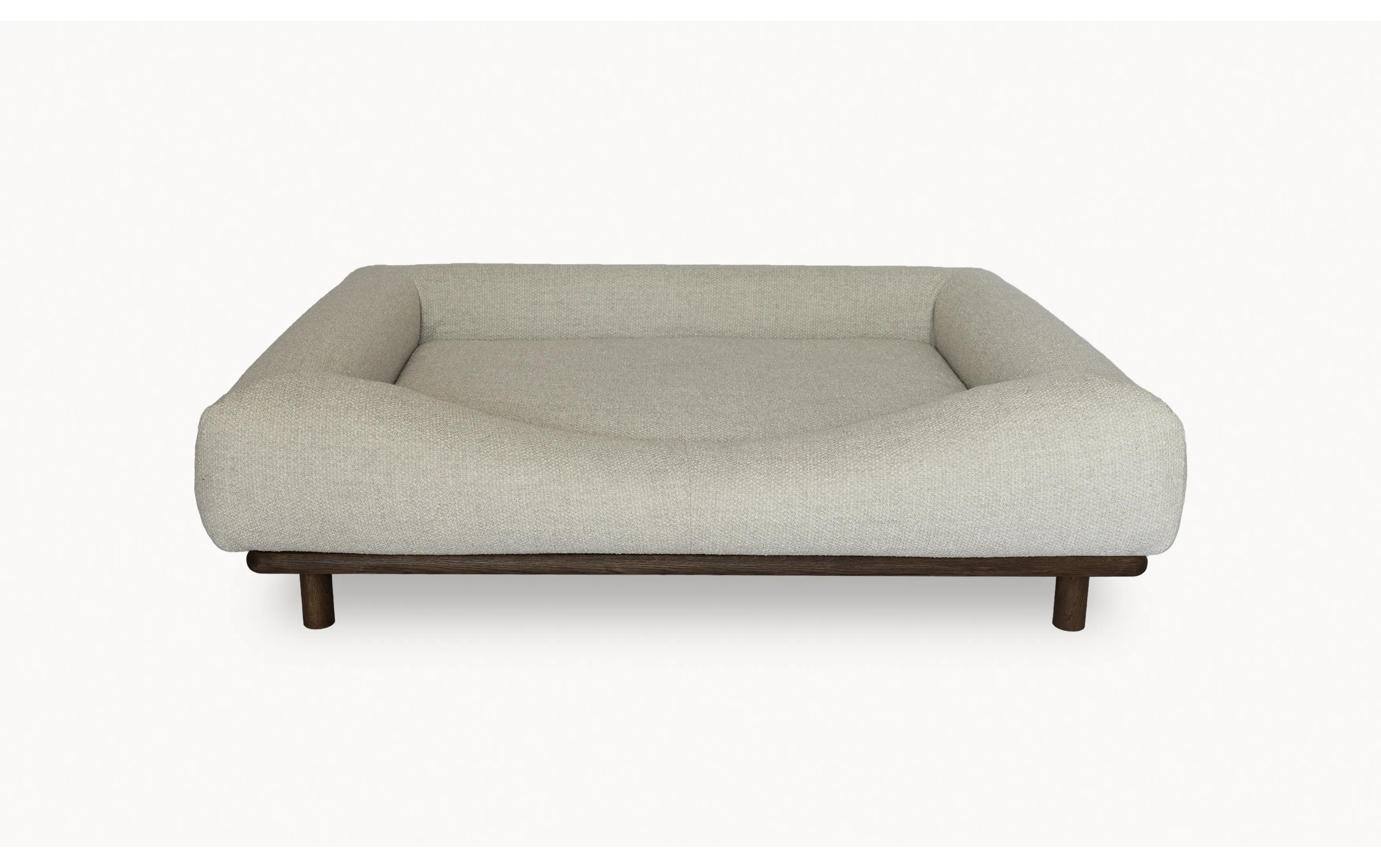 CONRAD Bed with frame - Large   Dark oiled oak / Bouclé / White poodle Amouri