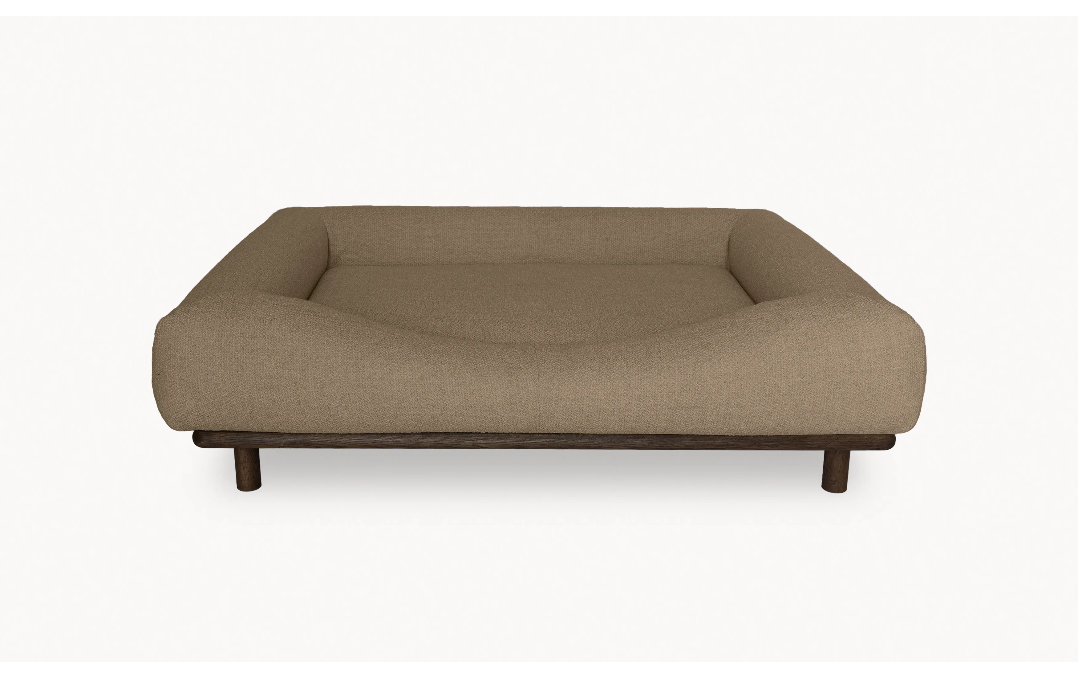 CONRAD Bed with frame - Large   Dark oiled oak / Bouclé / Toffee Terrier Amouri