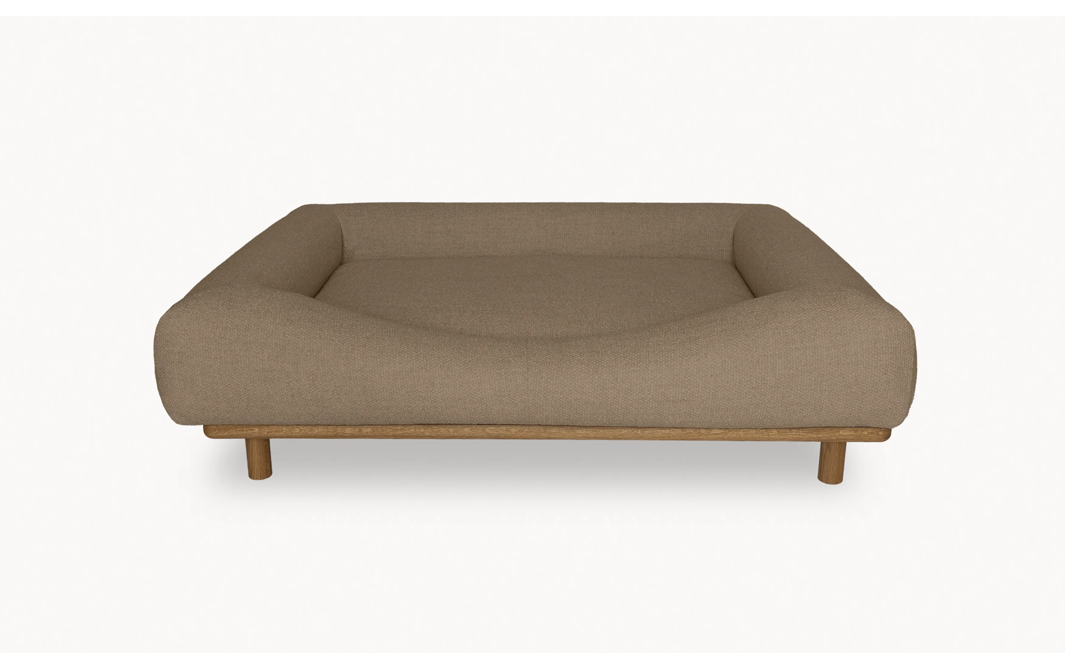 CONRAD Bed with frame - Large   Oiled oak / Bouclé / Toffee Terrier Amouri