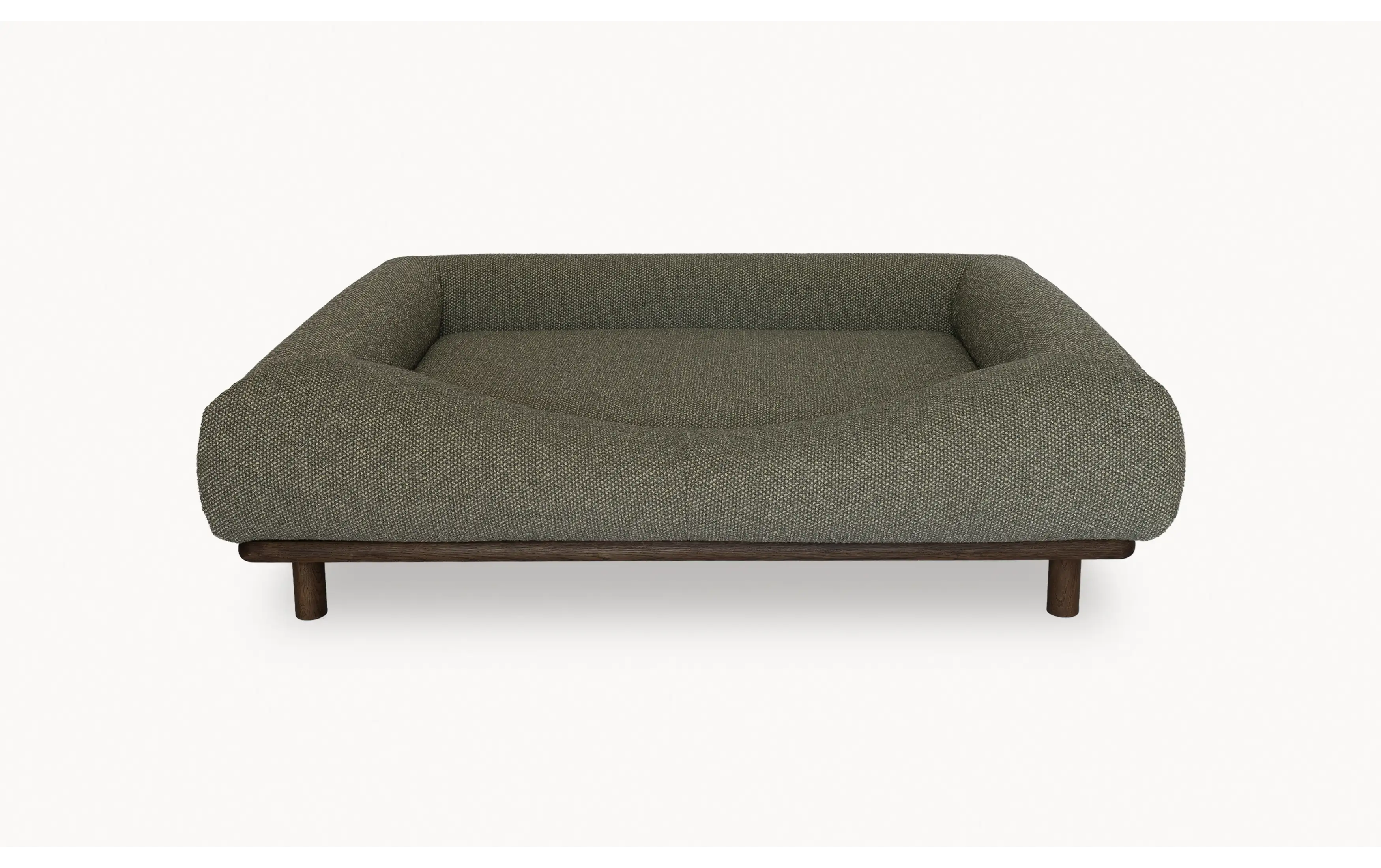 CONRAD Bed with frame - Large   Dark oiled oak / Bouclé / Forest frenchy Amouri