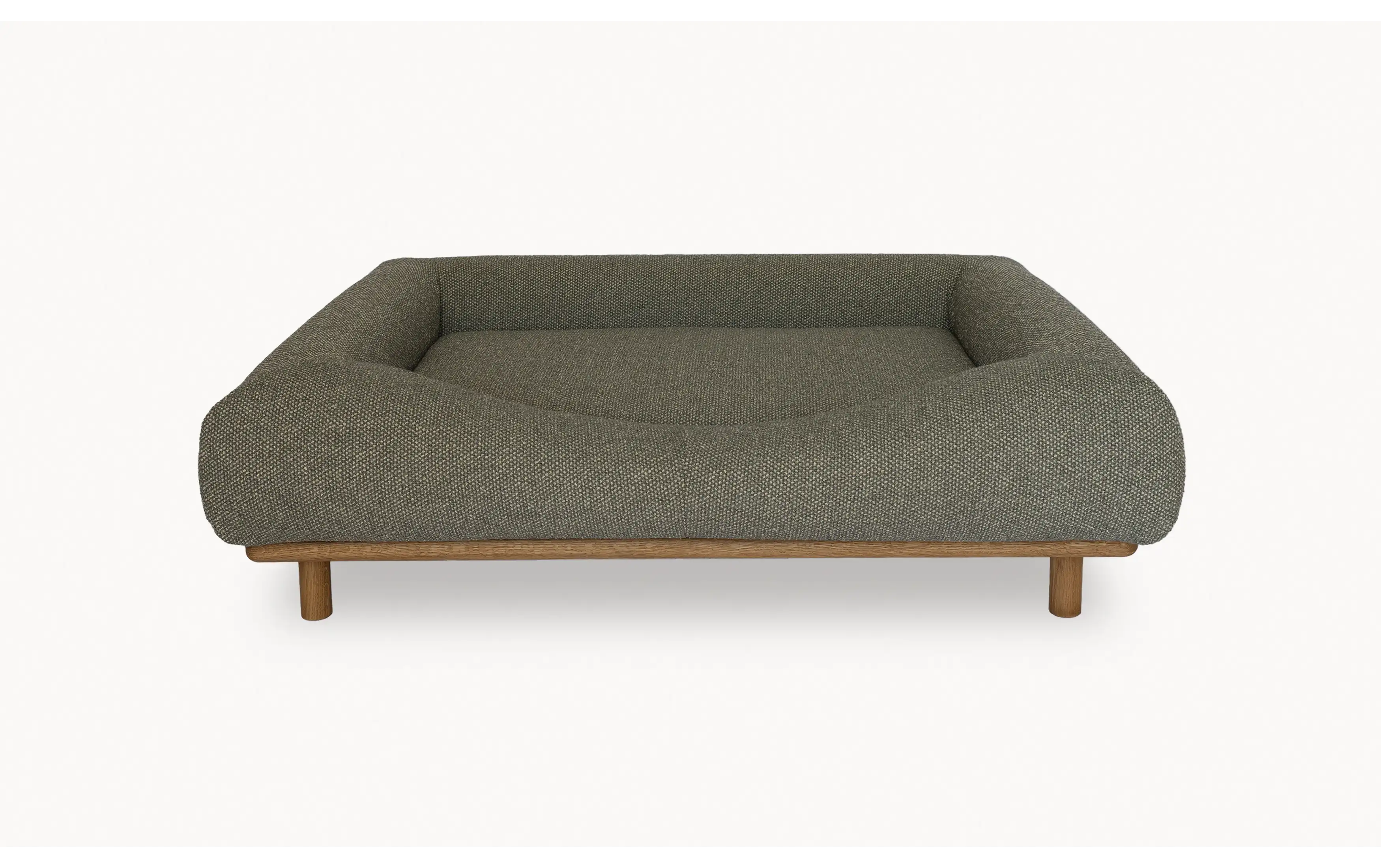 CONRAD Bed with frame - Large   Oiled oak / Bouclé / Forest frenchy Amouri