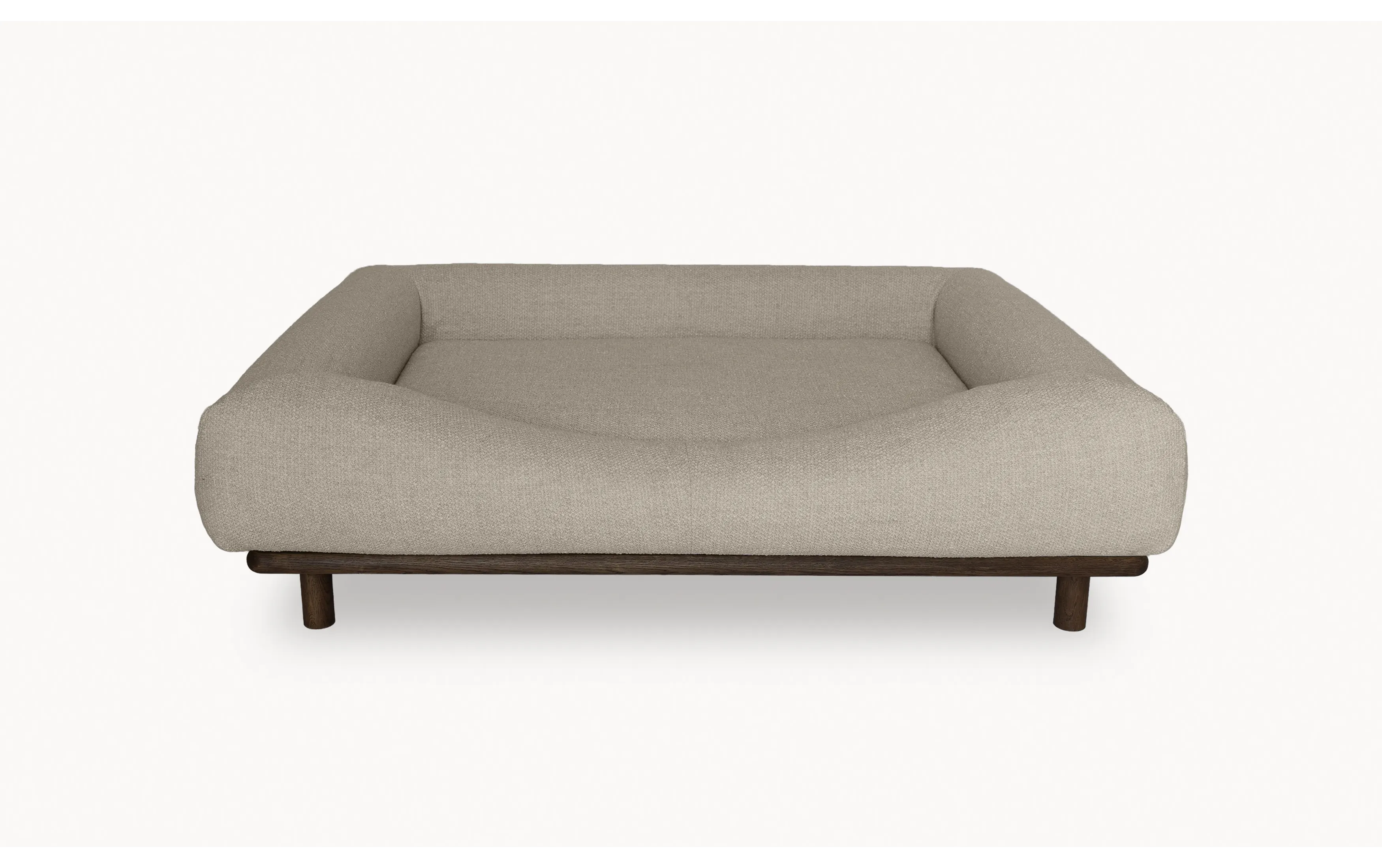 CONRAD Bed with frame - Large   Dark oiled oak / Bouclé / Dusty Dachshound Amouri