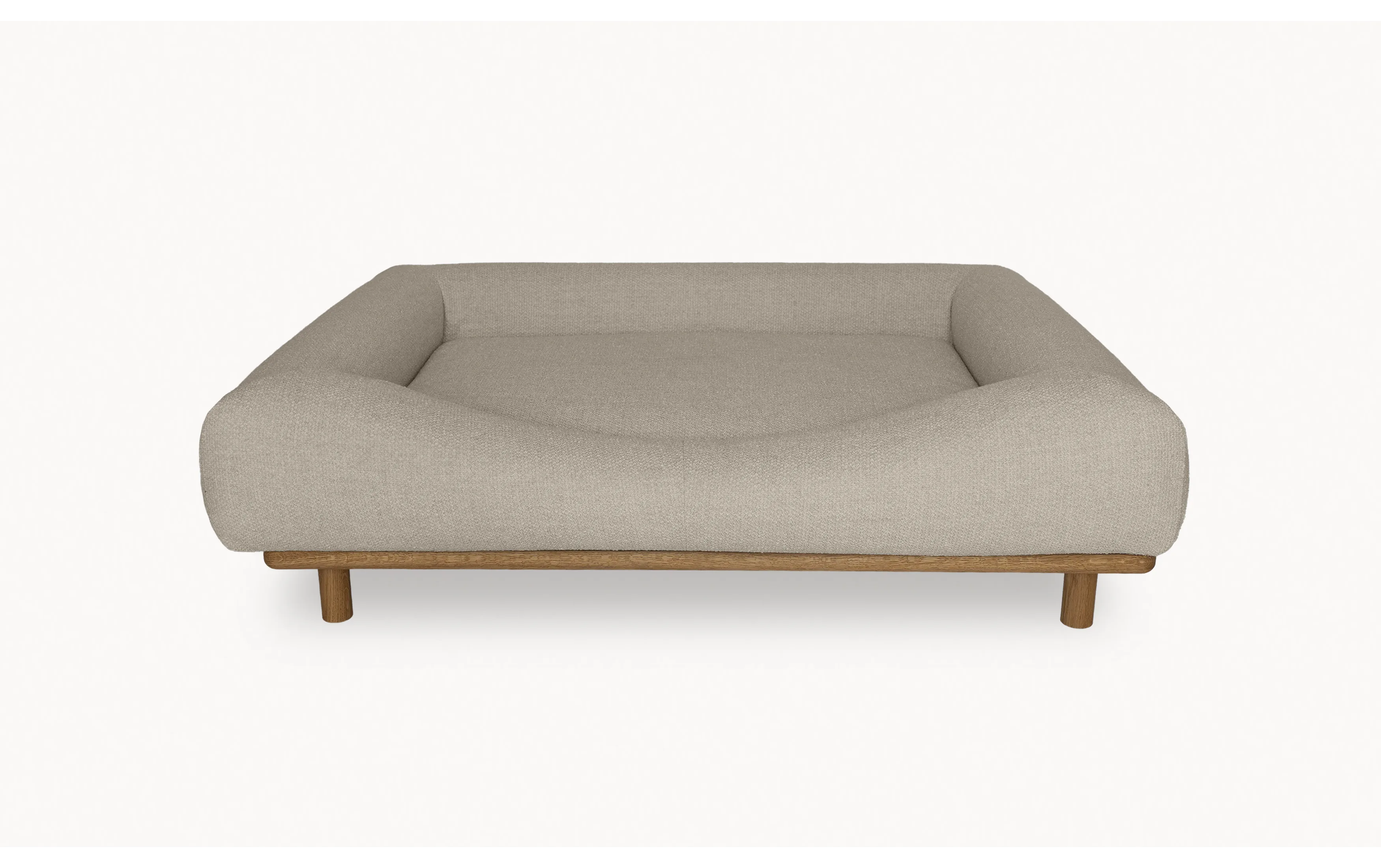CONRAD Bed with frame - Large   Oiled oak / Bouclé / Dusty Dachshound Amouri