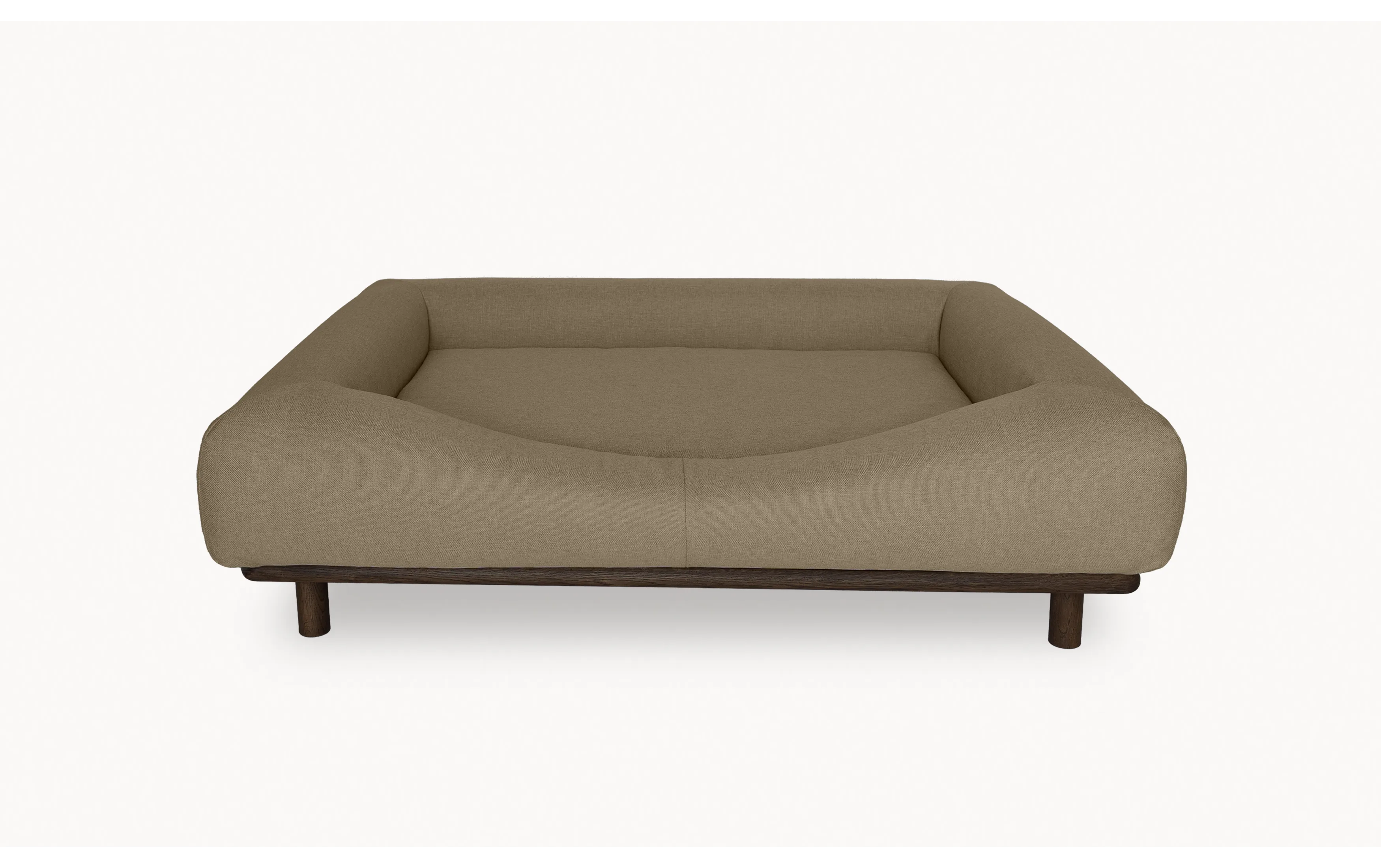CONRAD Bed with frame - Large   Dark oiled oak / Flat woven / Sandy Shepherd Amouri