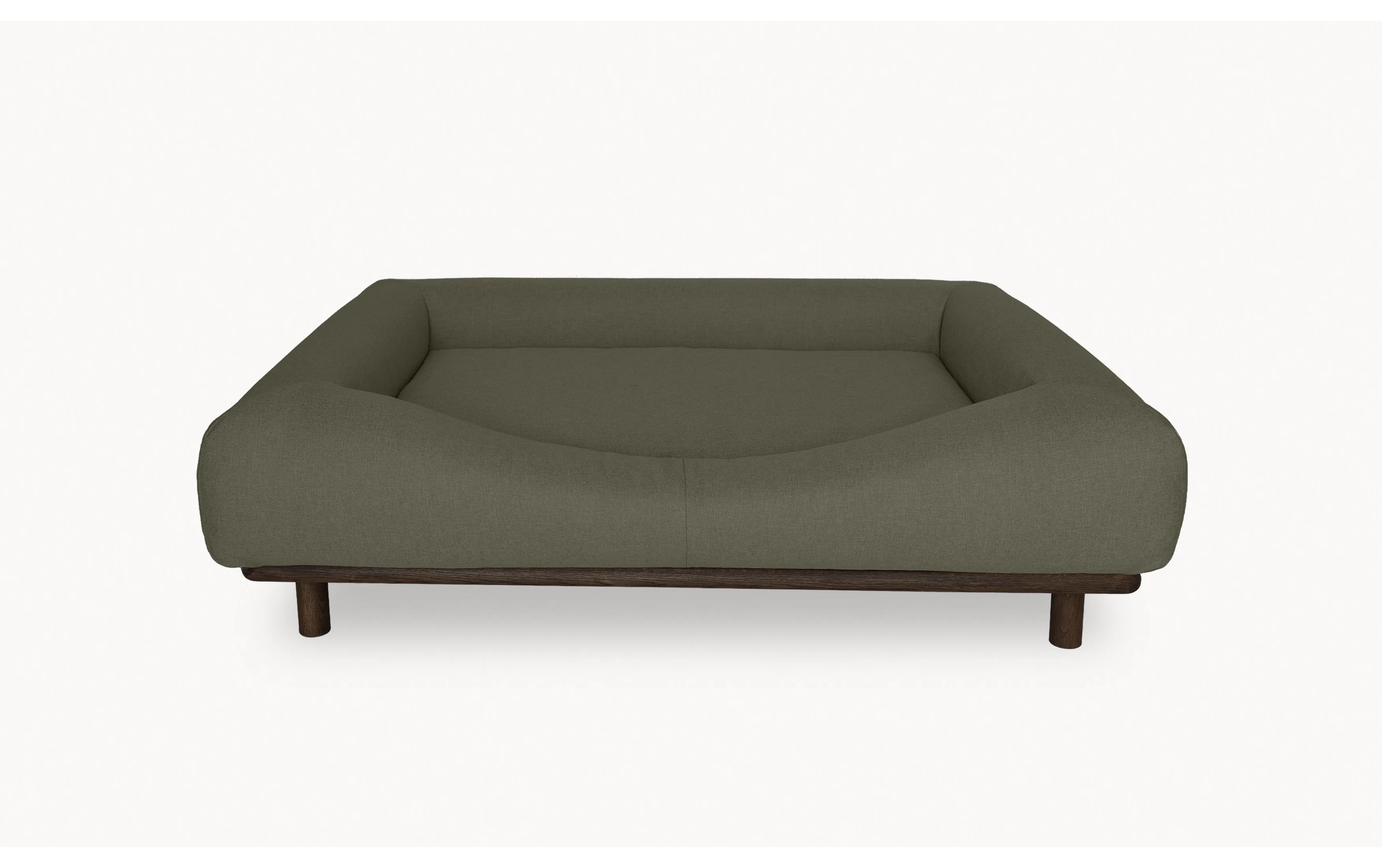 CONRAD Bed with frame - Large   Dark oiled oak / Flat woven / Mossy maltese Amouri