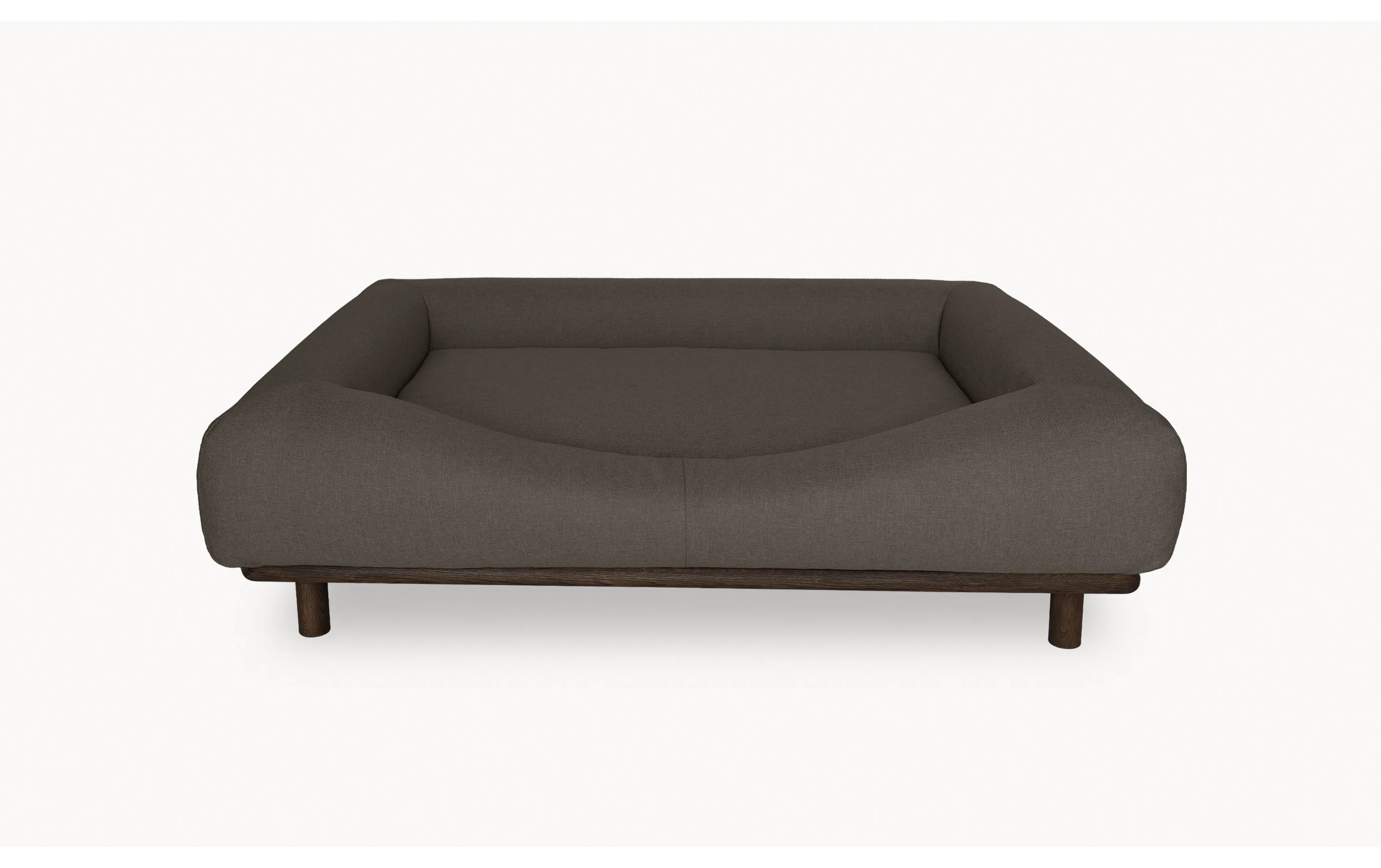 CONRAD Bed with frame - Large   Dark oiled oak / Flat woven / Grey hound Amouri