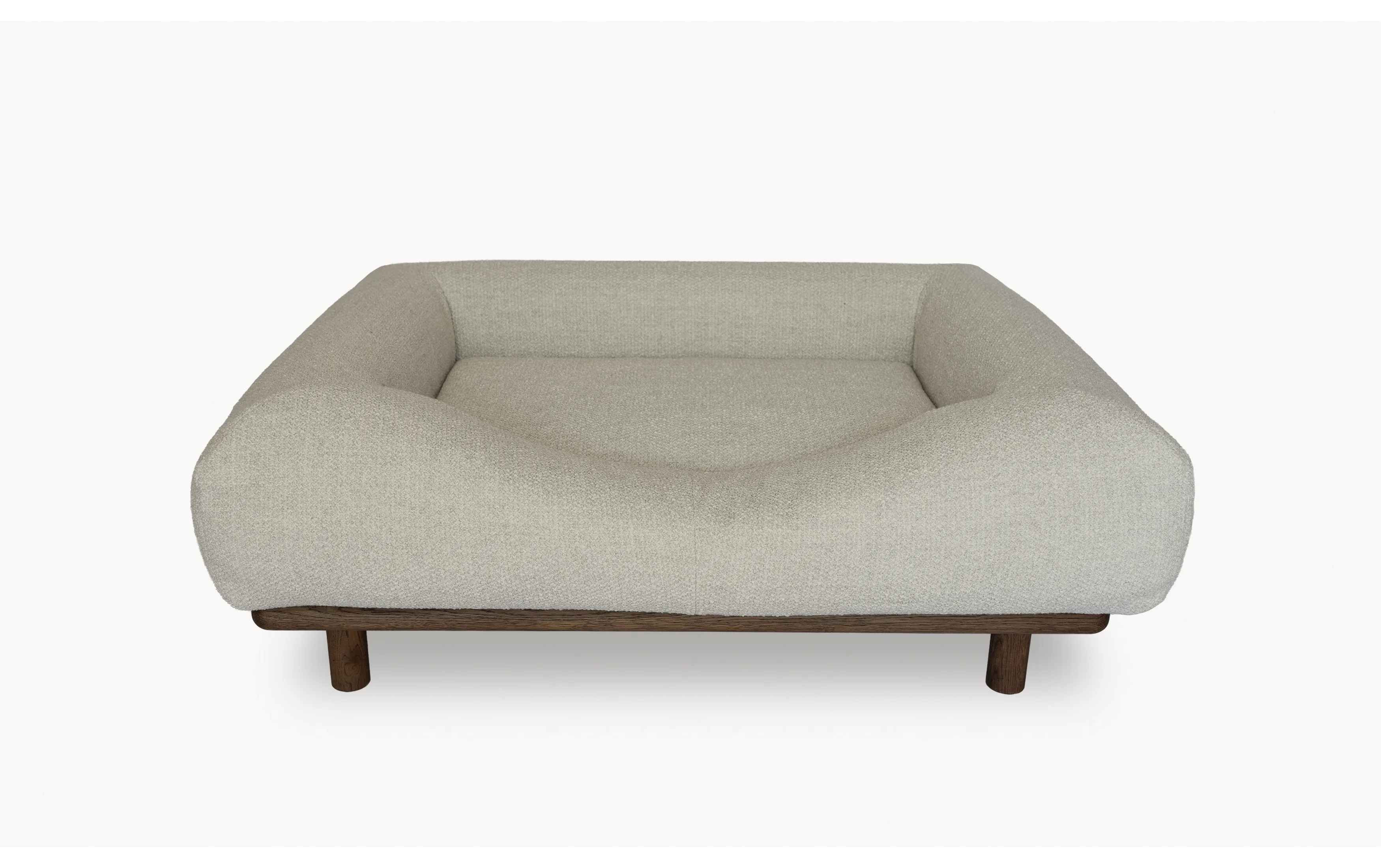 CONRAD Bed with frame - Medium   dark oiled oak / Bouclé / White poodle Amouri