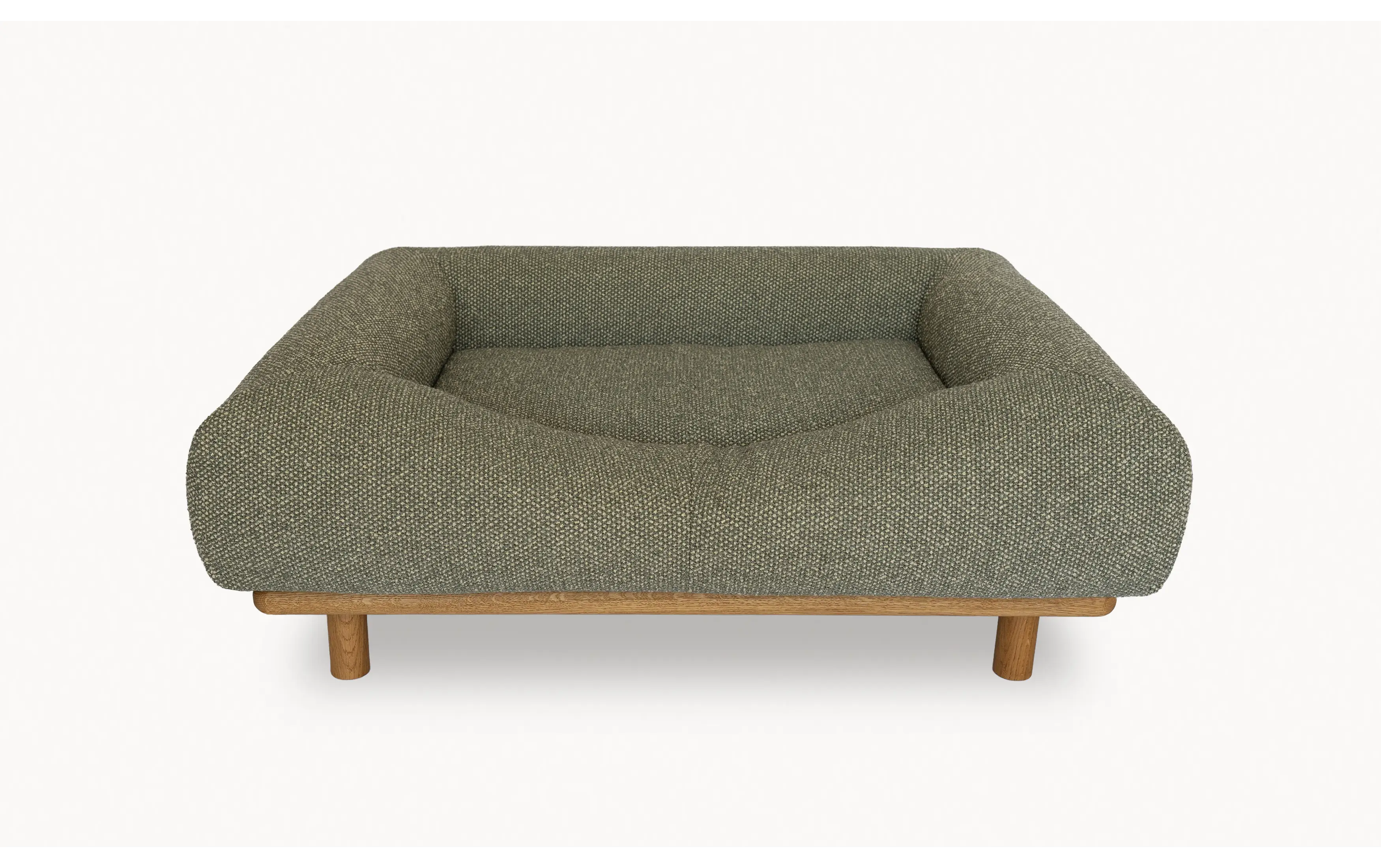 CONRAD Bed with frame - Medium   oiled oak / Bouclé / Forest frenchy Amouri