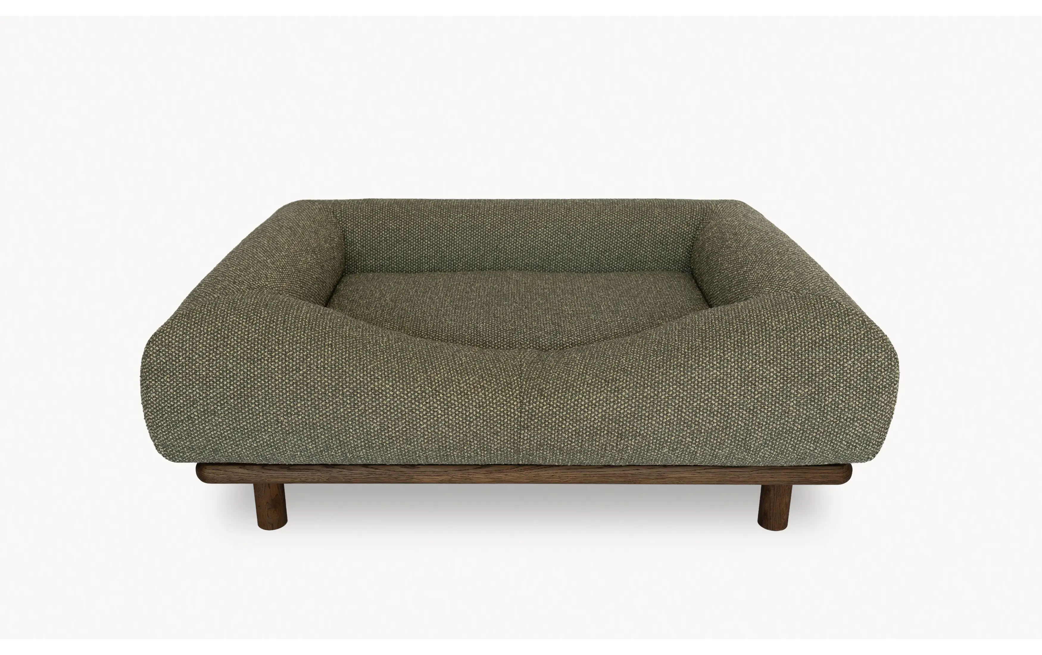 CONRAD Bed with frame - Medium   dark oiled oak / Bouclé / Forest frenchy Amouri