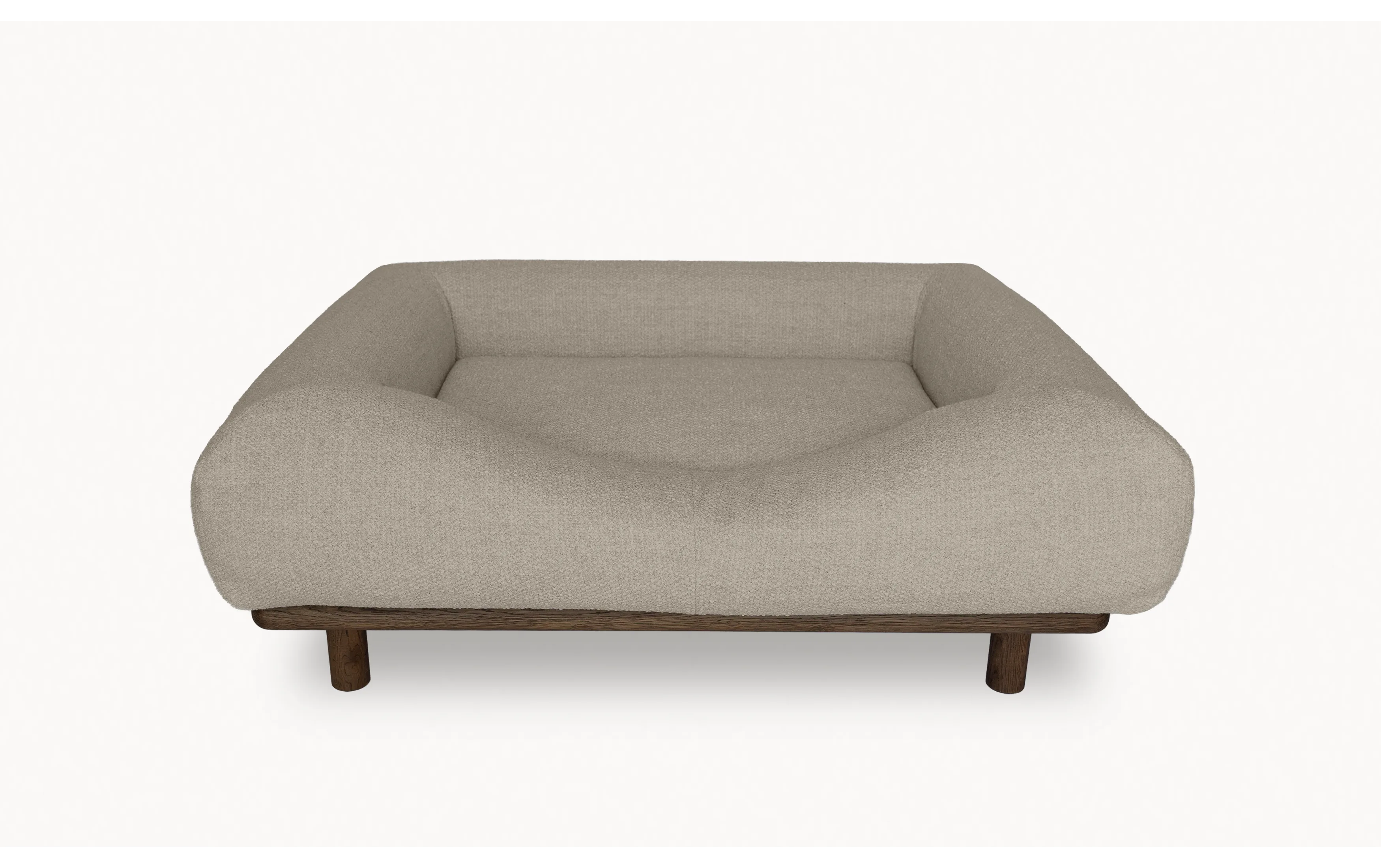 CONRAD Bed with frame - Medium   dark oiled oak / Bouclé / Dusty Dachshound Amouri