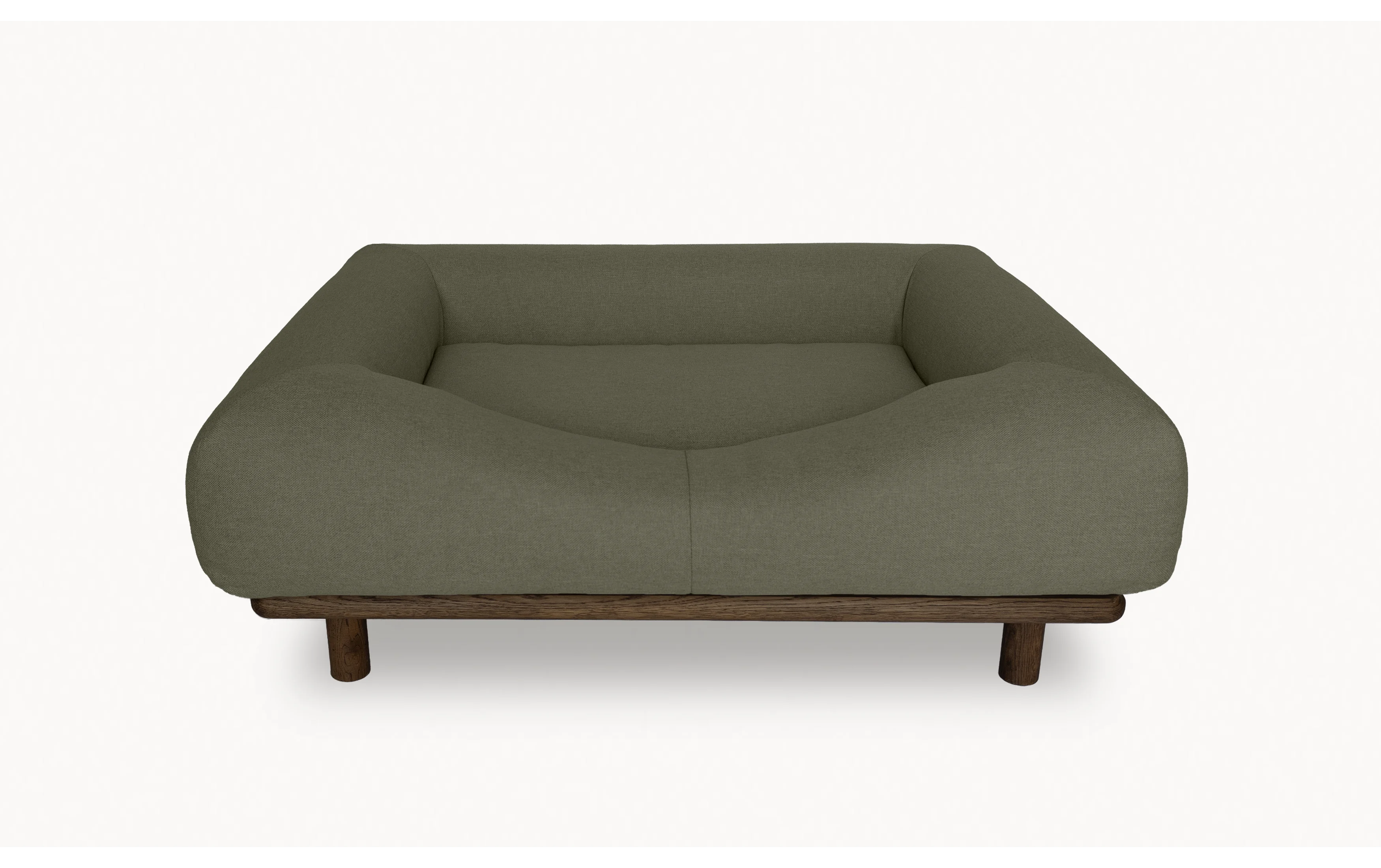 CONRAD Bed with frame - Medium   dark oiled oak / Flat woven / Mossy maltese Amouri
