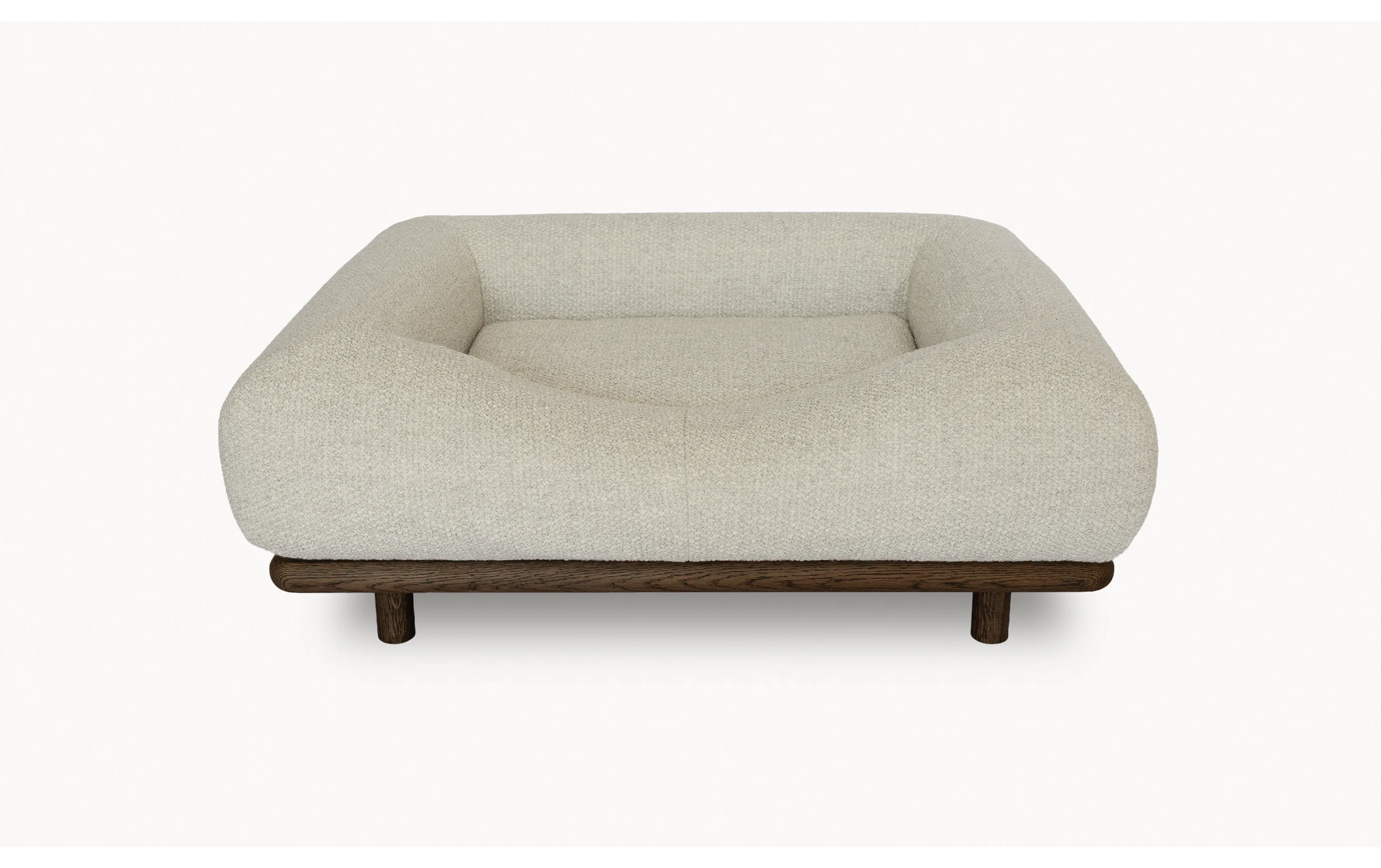 CONRAD Bed with frame - Small   dark oiled oak / Bouclé / White poodle Amouri