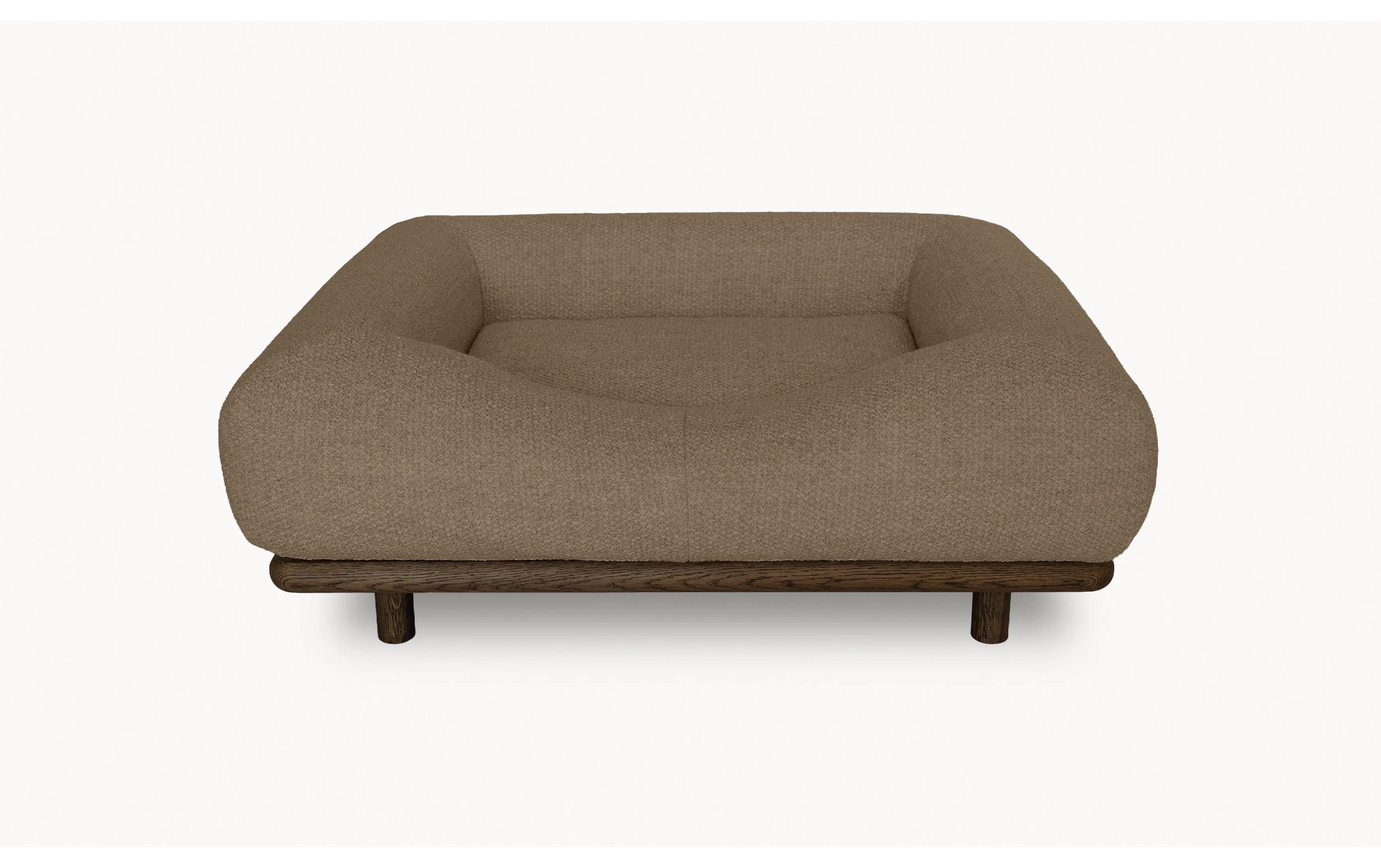 CONRAD Bed with frame - Small   dark oiled oak / Bouclé / Toffee Terrier Amouri