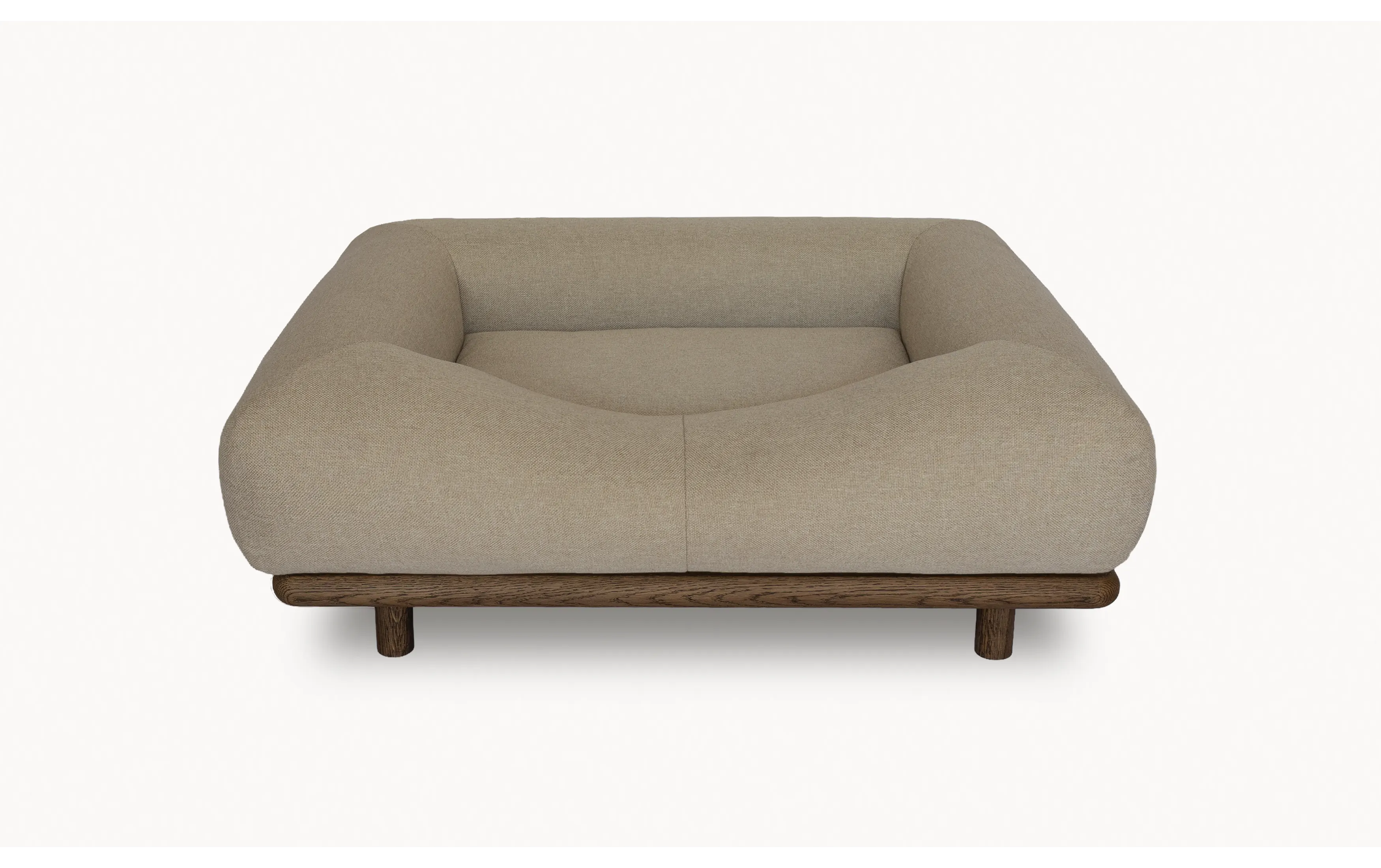 CONRAD Bed with frame - Small   dark oiled oak / Flat woven / Beige Bernard Amouri